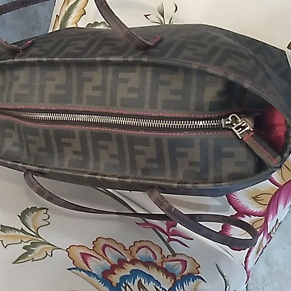 FENDI ZUCCA COATED FF TOTE- PINK INTERIOR - Picture 12 of 17